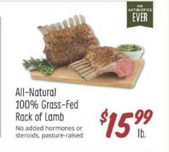 Sprouts Farmers Market All-Natural 100% Grass-Fed Rack Of Lamb offer