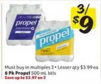 Winn Dixie 6 Pk Propel 500mL Btls offer