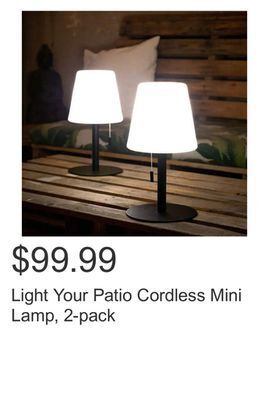 Costco Light your patio cordless mini lamp, 2-pack offer