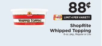 ShopRite Whipped topping offer