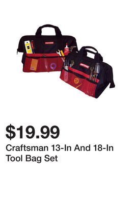 Kmart Craftsman 13-in and 18-in tool bag set offer