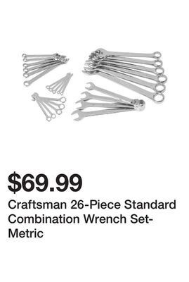 Kmart Craftsman 26-piece standard combination wrench set-metric offer