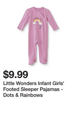 Kmart Little wonders infant girls' footed sleeper pajamas - dots & rainbows offer