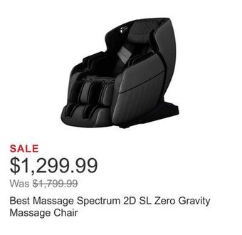 Costco Best massage spectrum 2d sl zero gravity massage chair offer