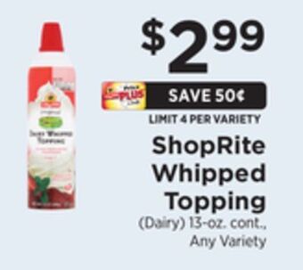 ShopRite Whipped topping offer
