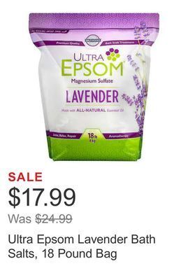Costco Ultra epsom lavender bath salts, 18 pound bag offer