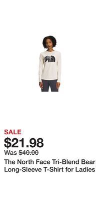 Cabela's The north face tri-blend bear long-sleeve t-shirt for ladies offer