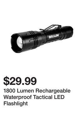Harbor Freight Tools 1800 lumen rechargeable waterproof tactical led flashlight offer