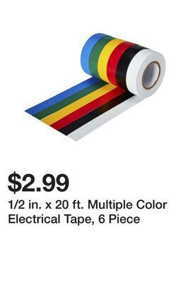 Harbor Freight Tools 1/2 in. x 20 ft. multiple color electrical tape, 6 piece offer