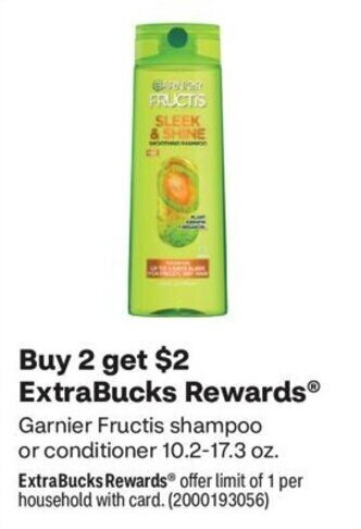 CVS Garnier Fructis shampoo or conditioner 10.2-17.3 oz offer