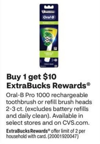 CVS Oral-B Pro 1000 rechargeable toothbrush offer