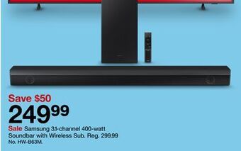 Target Samsung 3.1-channel 400-watt soundbar with wireless sub offer