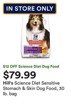 Petco Science diet sensitive stomach & skin dog food, 30 lb. bag offer