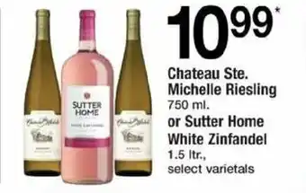 ACME Chateau Ste. Michelle Riesling 750ml, Or Sutter Home White Zinfandel 1.5 Ltr. offer