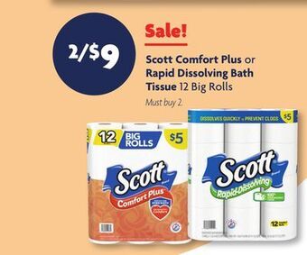Family Dollar Scott comfort plus or rapid dissolving bath tissue offer
