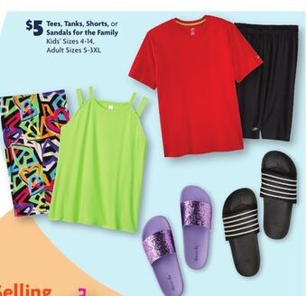 Family Dollar Tees, tanks, shorts, or sandals for the family offer