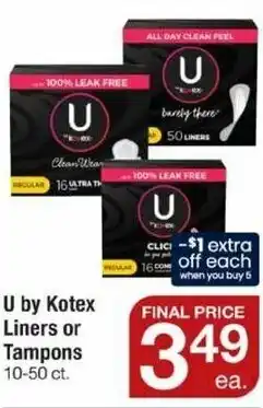 ACME U By Kotex Liners Or Tampons offer