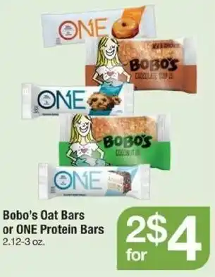 ACME Bobo's Oat Bars Or One Protein Bars 2.12-3 oz offer