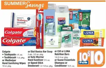 ACME Colgate,Dial Basics Bar Soap, Clif or Luna offer