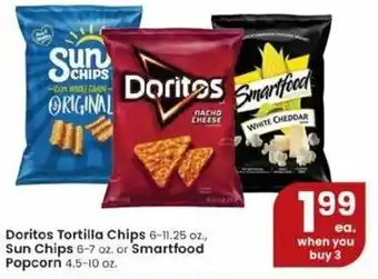 Albertsons Doritos Tortilla Chips ,Sun Chips, Smartfood Popcorn offer