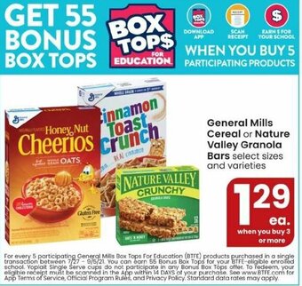 Albertsons General Mills Cereal or Nature Valley Granola Bars offer
