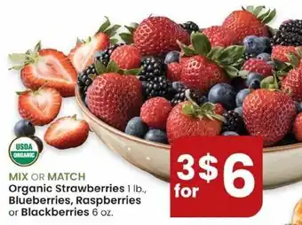 Albertsons Organic Strawberries Blueberrie, Raspberries Or Blackberries 6 oz offer