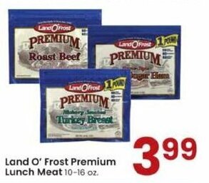 Albertsons Land O' Frost Premium Lunch Meat 10-16 oz offer
