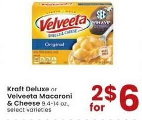 Albertsons Kraft Deluxe Or Velveeta Macaroni & Cheese offer