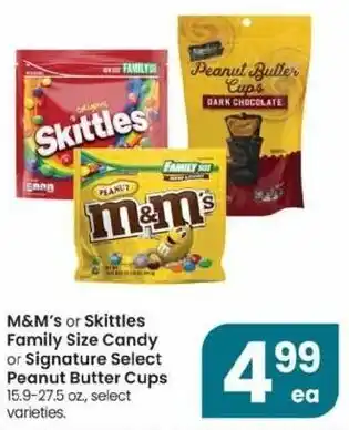 Albertsons M&M's or Skittles Family Size Candy or Signature Peanut Butter Cups offer