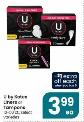 Albertsons U By Kotex Liners Or Tampons offer