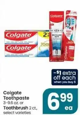 Albertsons Colgate Toothpaste , Toothbrush offer