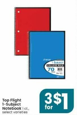 Albertsons Top Flight 1-Subject Notebook offer