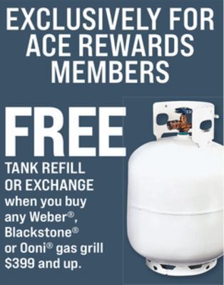 Ace Hardware Weber®, blackstone® or ooni® gas grill offer