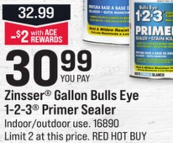 Ace Hardware Zinsser® gallon bulls eye 1-2-3® primer sealer offer