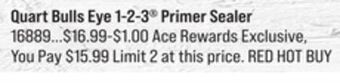 Ace Hardware Quart bulls eye 1-2-3® primer sealer offer