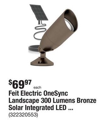The Home Depot Feit electric onesync landscape 300 lumens bronze solar integrated led outdoor spotlight multi-cct plus rgb w/adj head panel offer