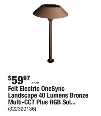 The Home Depot Feit electric onesync landscape 40 lumens bronze multi-cct plus rgb solar integrated led weather resistant path light offer