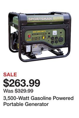 Tractor Supply Company 3,500-watt gasoline powered portable generator offer