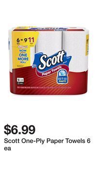 Big Lots Scott one-ply paper towels 6 ea offer