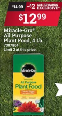 Ace Hardware Miracle-gro® all purpose plant food offer