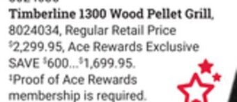 Ace Hardware Traeger timberline 1300 wood pellet grill offer