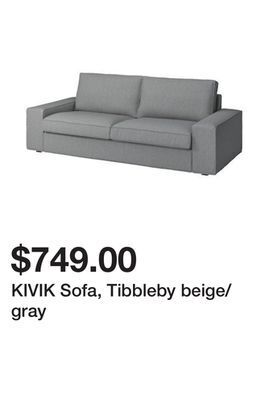 Ikea Kivik sofa, tibbleby beige/gray offer