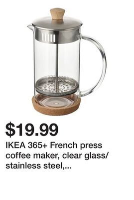 Ikea Ikea 365+ french press coffee maker, clear glass/stainless steel, 34 oz offer