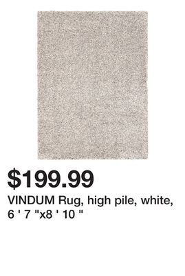 Ikea Vindum rug, high pile, white, 6 ' 7 x8 ' 10 offer