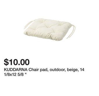 Ikea Kuddarna chair pad, outdoor, beige, 14 1/8x12 5/8 offer