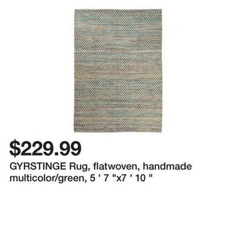 Ikea Gyrstinge rug, flatwoven, handmade multicolor/green, 5 ' 7 x7 ' 10 offer