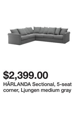 Ikea Härlanda sectional, 5-seat corner, ljungen medium gray offer