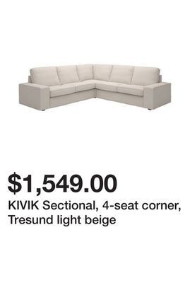 Ikea Kivik sectional, 4-seat corner, tresund light beige offer