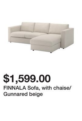 Ikea Finnala sofa, with chaise/gunnared beige offer
