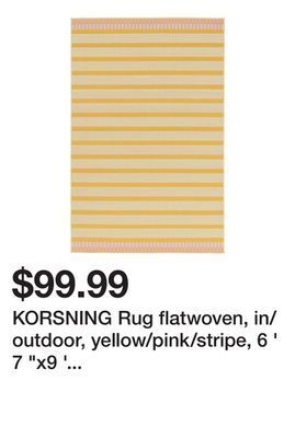 Ikea Korsning rug flatwoven, in/outdoor, yellow/pink/stripe, 6 ' 7 x9 ' 10 offer
